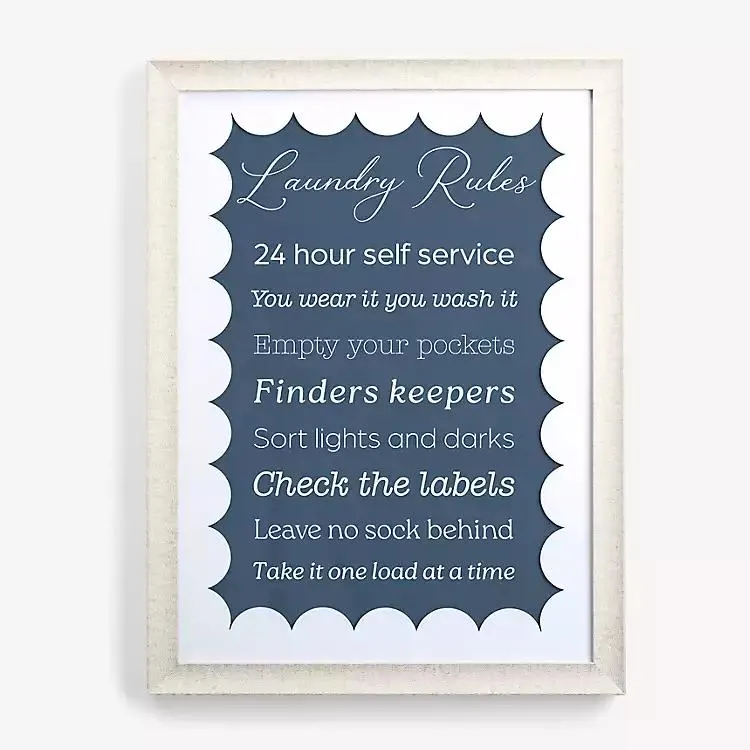 Laundry Rules Scalloped Wall Plaque