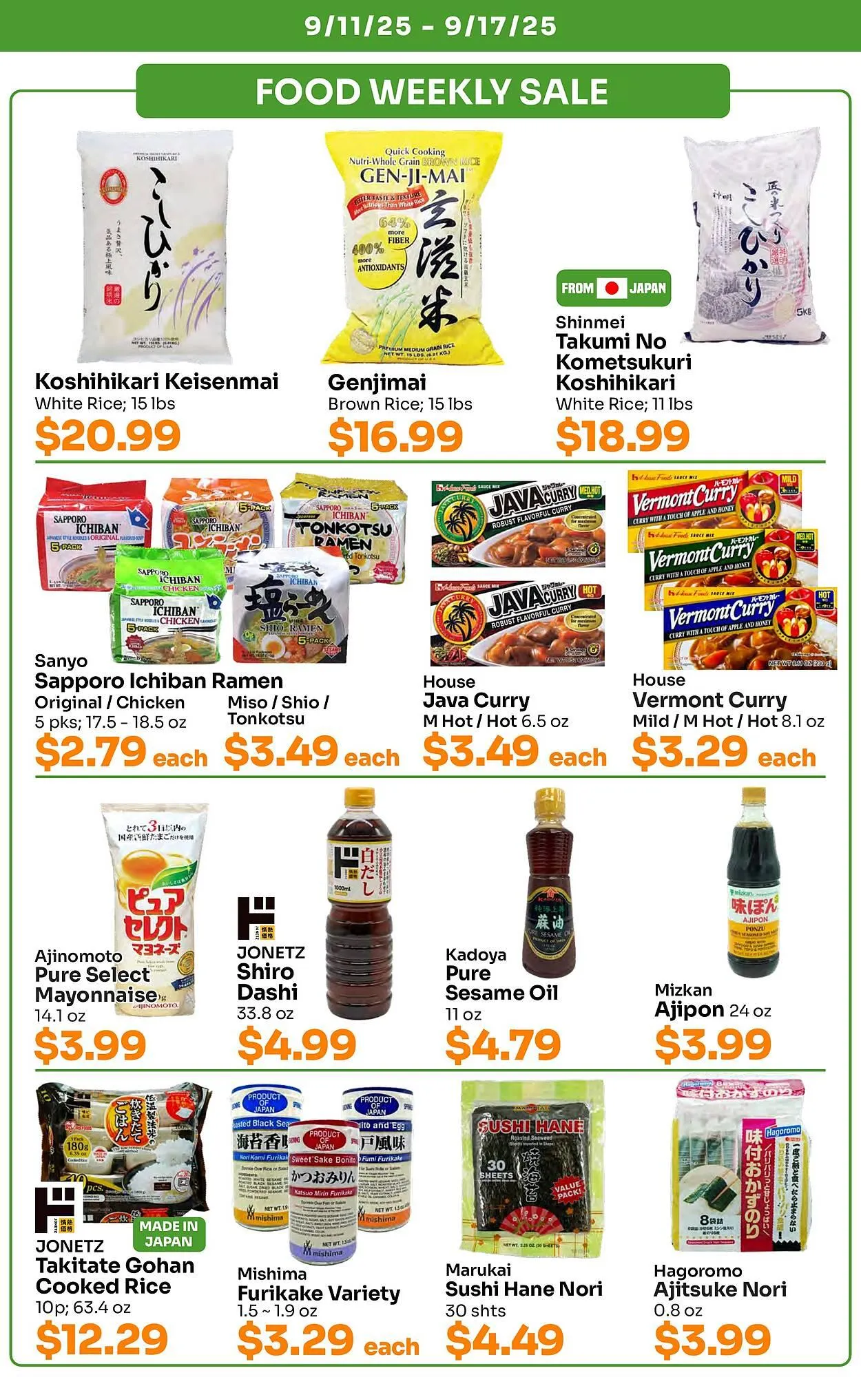Weekly promotion Tokyo Central Specialty Market weekly ad spanning from September 11 to September 17 2025 - Page 2 for Catalogue 365