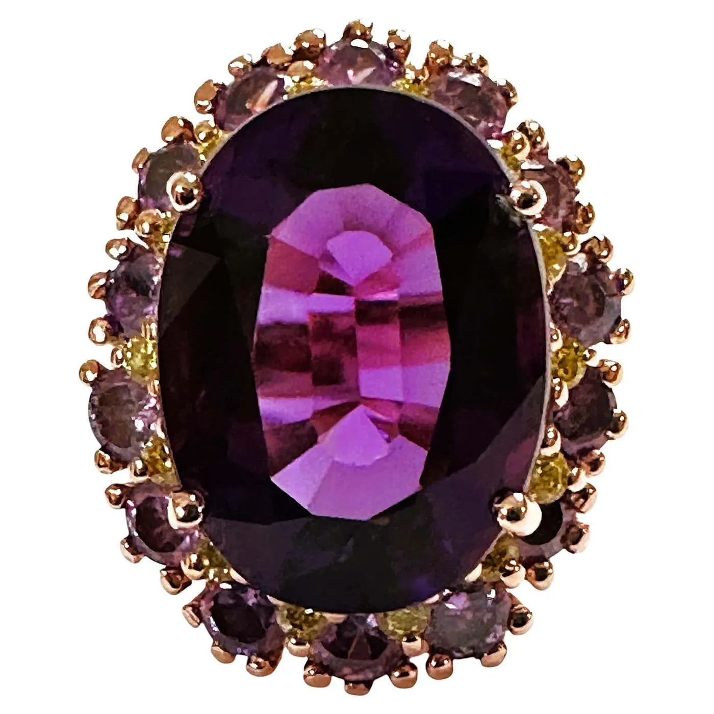 New 9.70 Carat Purple Amethyst & Diamond Cut Purple Sapphire Sterling Ring