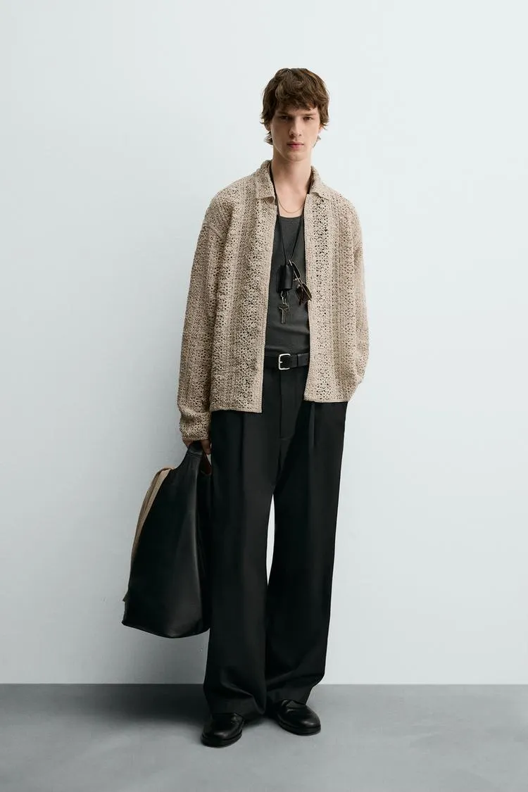 CROCHET TEXTURED OVERSHIRT