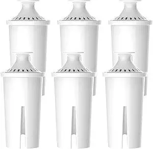 6 Packs Pitcher Water Filter, Replacement for Brita® classic 35557, OB03, Mavea® 107007, Brita® Pitchers Grand, Lake, Capri, Wave and Amazon Basics® 10-Cup Pitcher, NSF Certified, Waterspecialist