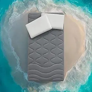 Sleep Zone Cooling Mattress Pad Twin, Support Mattress Topper, Breathable and Soft Mattress Protector, Deep Pocket Bed Cover, Machine Washable (Dark Grey, Twin)
