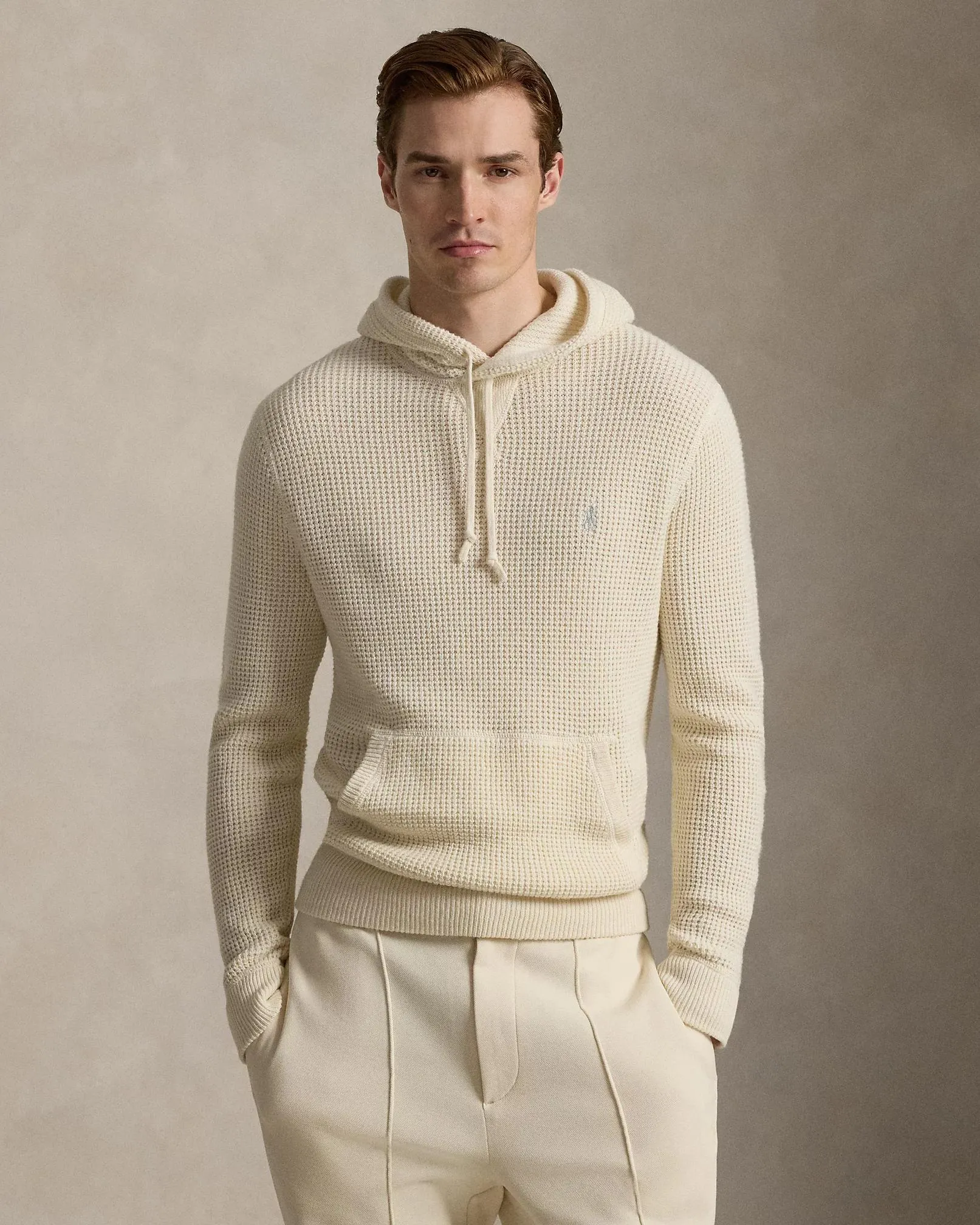 Textured Wool-Cotton Hooded Sweater