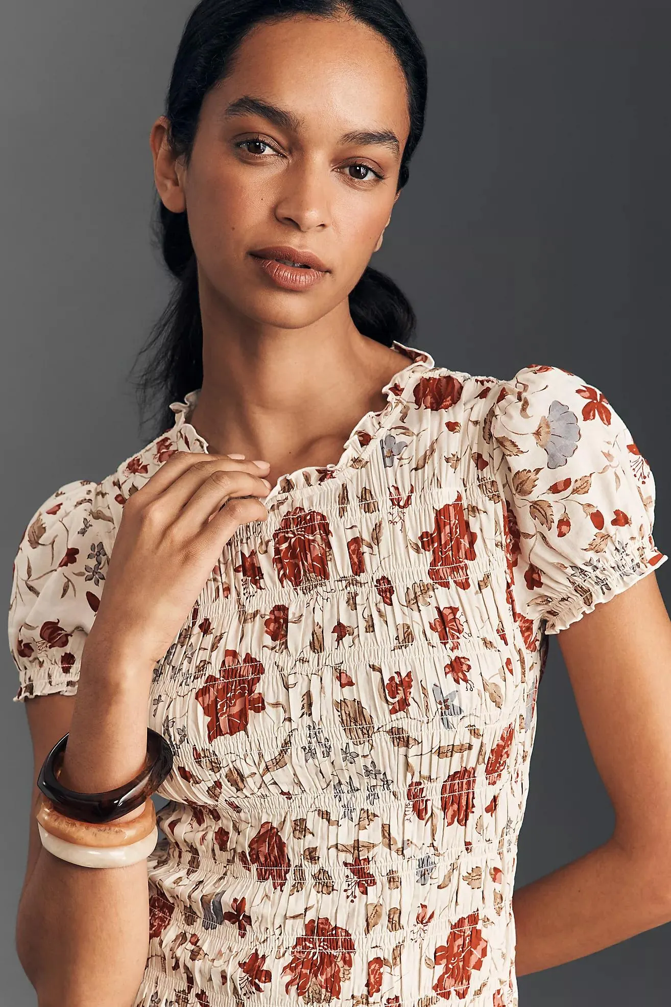 Reformation Kiria Smocked Midi Dress