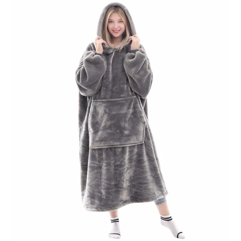 Waitu Wearable Blanket Sweatshirt for Women and Men Super Warm and Cozy Giant Blanket Hoodie Thick Flannel Blanket with Sleeve