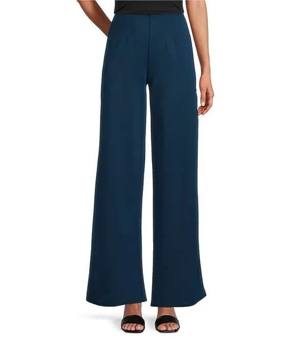 Slim Factor by Investments Lightweight Ponte Knit No Waist Wide Leg Pants