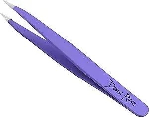 Demi Rose Tweezers for Women Facial Hair, Professional Grade Stainless Steel Eyebrow Tweezers Precision - Non Slip Grip, Slant, Sharp Ingrown Hair Removal Tweezers for Men (Lavender)