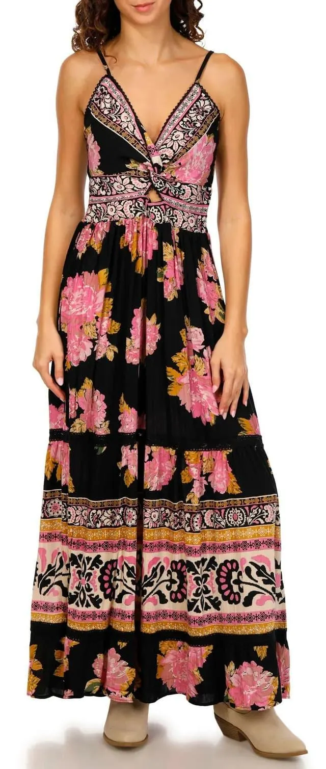 Angie Juniors Sleeveless Floral Print Maxi Dress