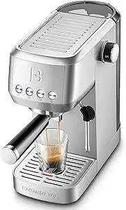 CASABREWS 3700 Essential Espresso Machine 20 Bar, Stainless Steel Cappuccino & Latte Machine with Steam Frother for Home, 43.9oz Water Tank, Silver