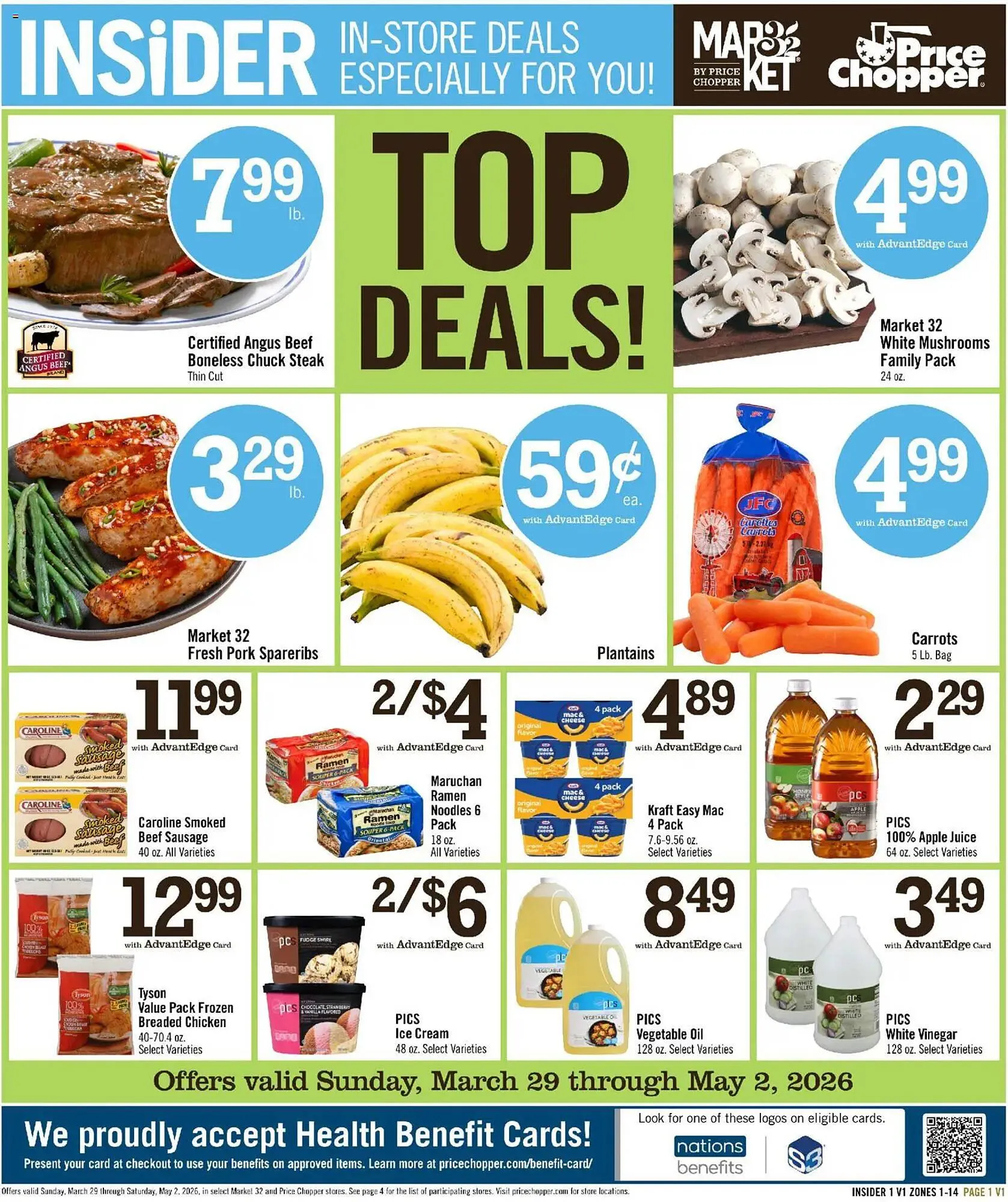 Weekly promotion Price Chopper weekly ad spanning from March 29 to May 2 2026 - Page 1 for Catalogue 365