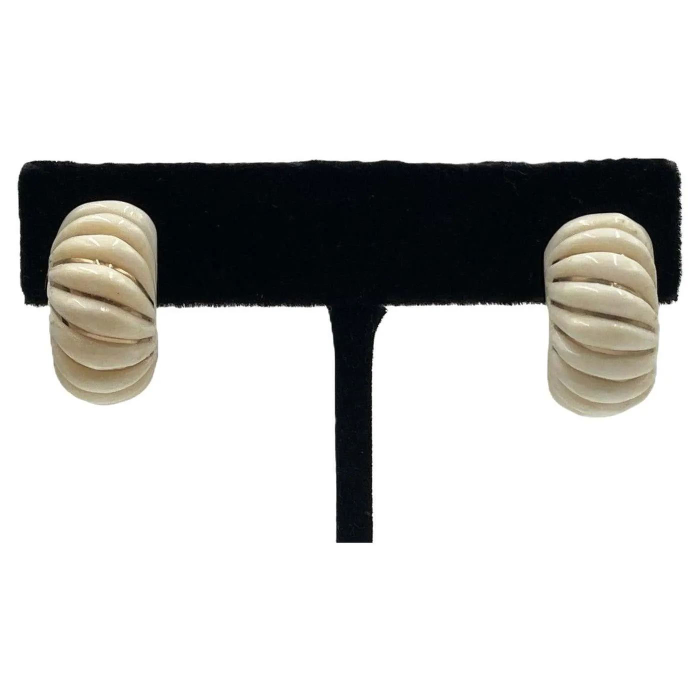 Designer 14k Yellow Inlaid Gold Dome Hard-stone Wire Inlay Earrings Post