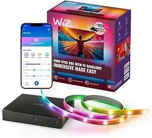 WiZ Connected HDMI Sync Box with TV Backlight - Sync to Movies, Games & Music - HDMI 2.0 Supports 4K 60Hz -RGBIC LED Strip 55-65 Inch TVs - Requires External Video Source