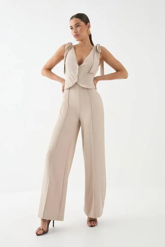 Tailored Tie Shoulder Waistcoat Jumpsuit
