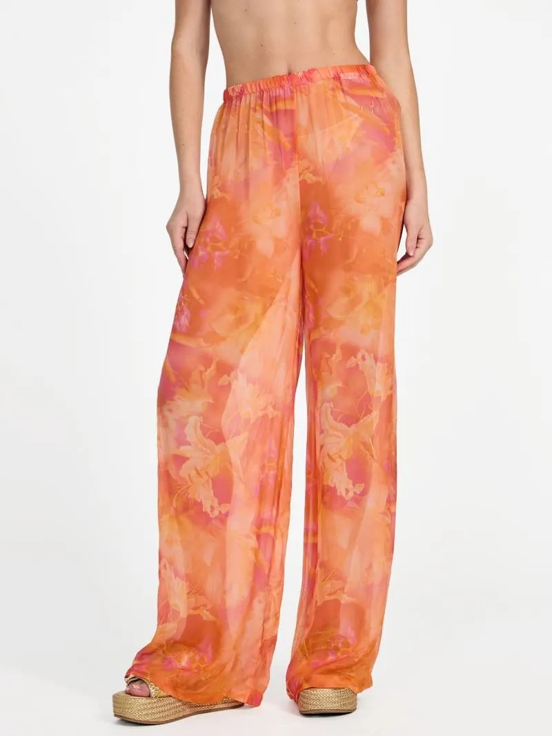 Printed Silk-Blend Chiffon Pants