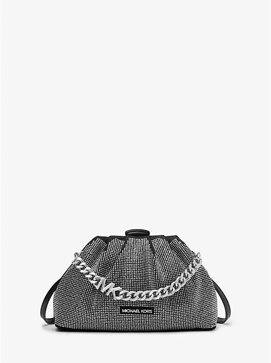 Nola Small Crystal Embellished Washed Denim Crossbody Bag