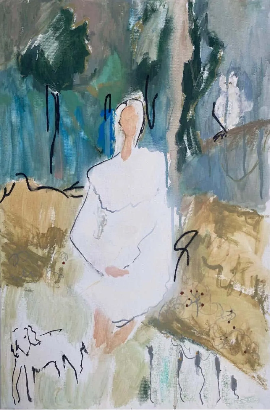 Alexandra Strogonova Forest fog, 60x40cm, acrylic, pastel, canvas