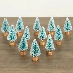 1-1/2" Frosted Miniature Sisal Bottle Brush Trees (Pack of 12 pieces)