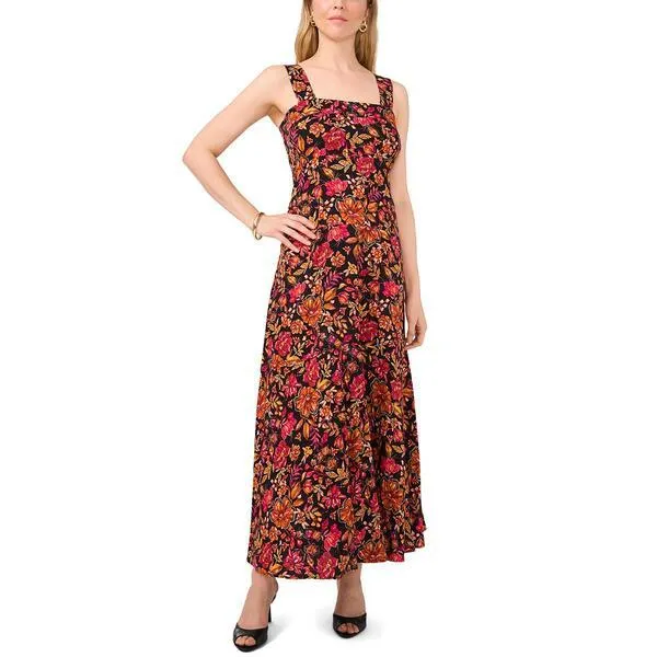Womens MSK Smocked Back Vintage Floral Challis Maxi Dress