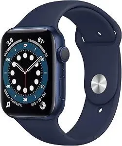Apple Watch Series 6 (GPS, 44mm) - Blue Aluminum Case with Deep Navy Sport Band (Renewed)