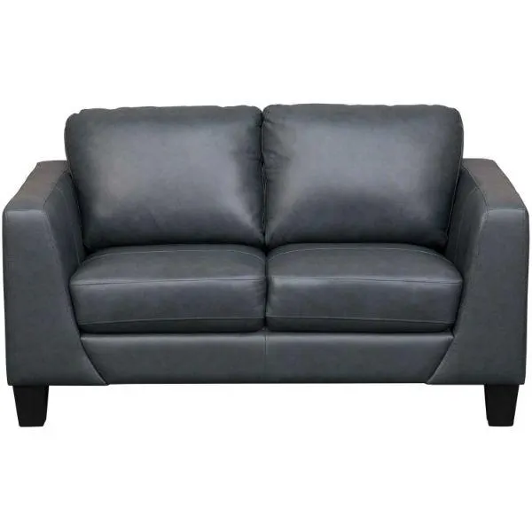 Kyra Steel Gray Leather Loveseat