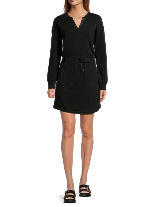 Tie Waist A Line Sweater Minidress