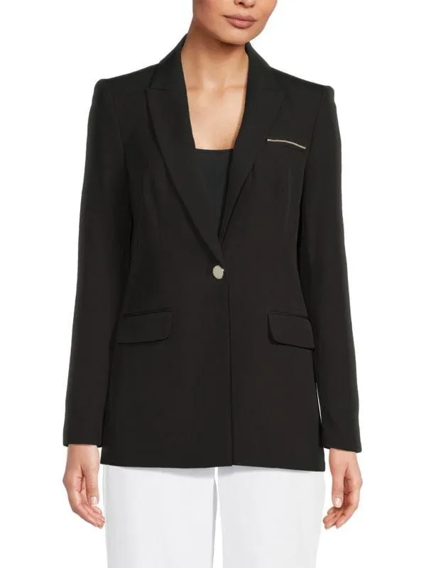 Zip-Pocket Single-Button Blazer