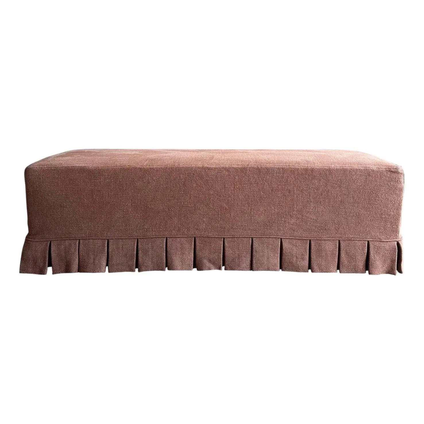 Slip Covered Bench in 100% Pure Linen With Pleated Skirt Detail