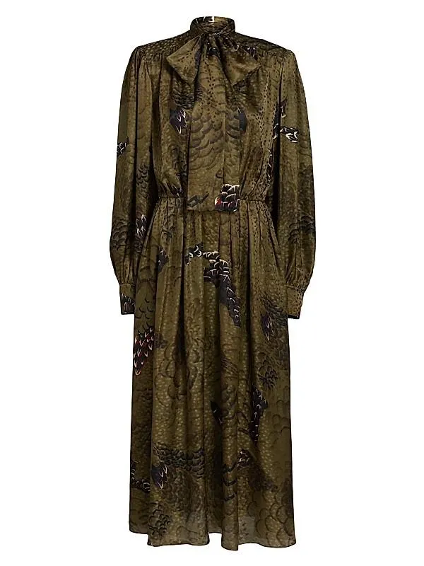 Anora Floral Silk-Blend Tieneck Maxi Dress