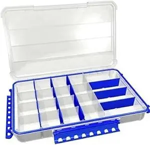 Flambeau Outdoors Waterproof Tuff Tainer - Fishing Lure, Tackle, and Gear Storage Box, Ultimate Tuff Tainer Tackle Box Includes Zerust Anti-Rust Tab - WP5000 Series 14" Divided Double Deep