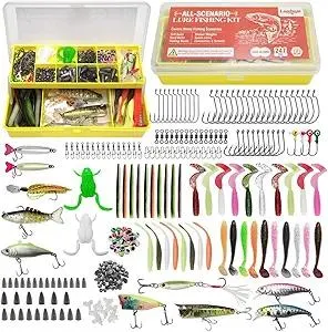 Landseas Fishing Lure Kits,247Pcs All-ScenarioTackle Box with Tackle Included,Hooks,Spoon,Weights&Ohter Accessories for Bass Trout Salmon，Lure Bait Gear Equipment Kit Christmas Gift for Man，Angler