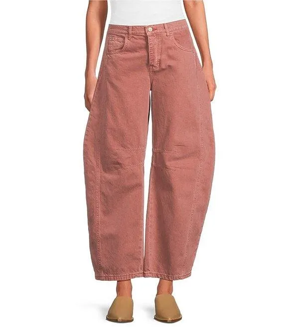 We The Free Good Luck Mid Rise Cropped Barrel Jeans