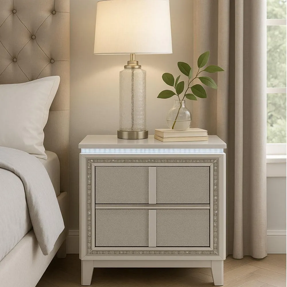 Glam Seoul Nightstand with 2 Drawer by Lifestyle - White