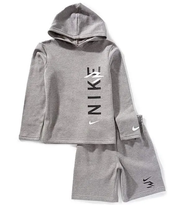 3BRAND by Russell Wilson Big Boys Long Sleeve Vertical-Logo Hoodie & Matching Shorts Set