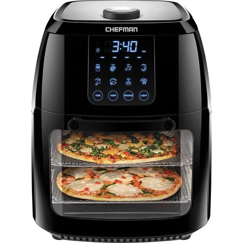 Chefman Compact 6.3-Qt 4-In-1 Digital Air Fryer+, Rotisserie, Dehydrator, Black
