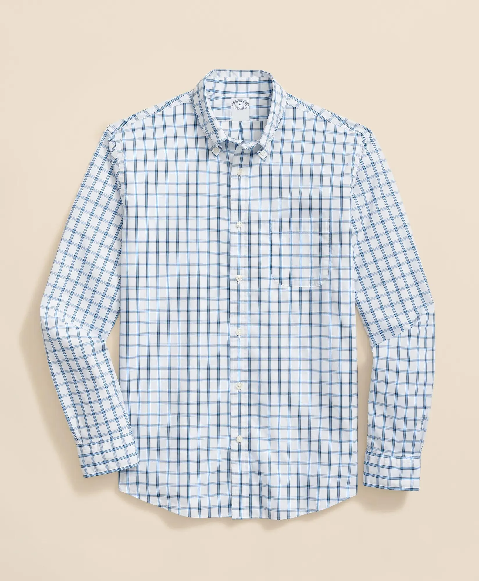 Performance Series Stretch Polo Button-Down Collar, Windowpane Sport Shirt