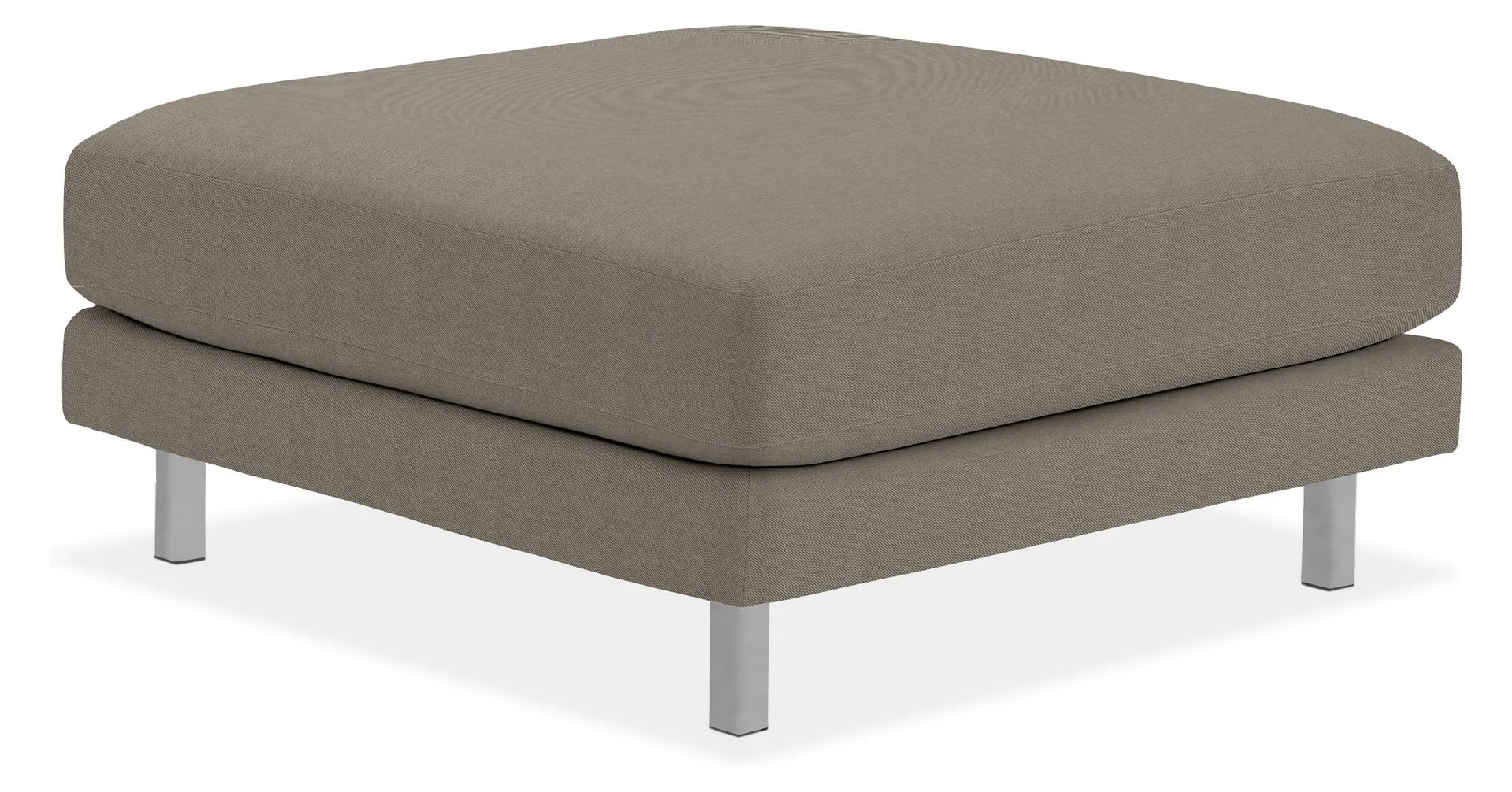 Cade 40w 40d 18h Square Ottoman in Gino Coal w/Stainless Steel Legs