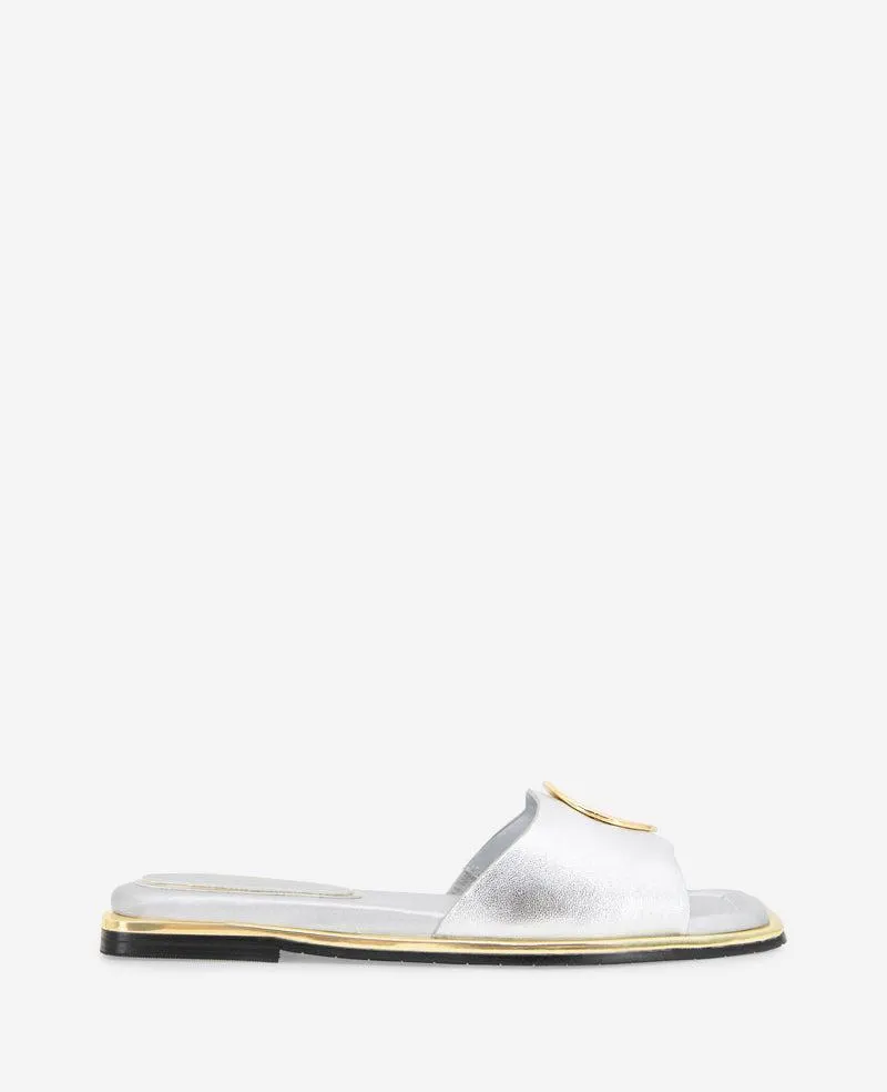 Asher Metallic Metal Ring Sandal - SILVER LEATHER
