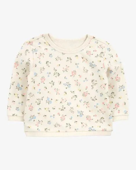 Baby Floral French Terry Pullover - Cream