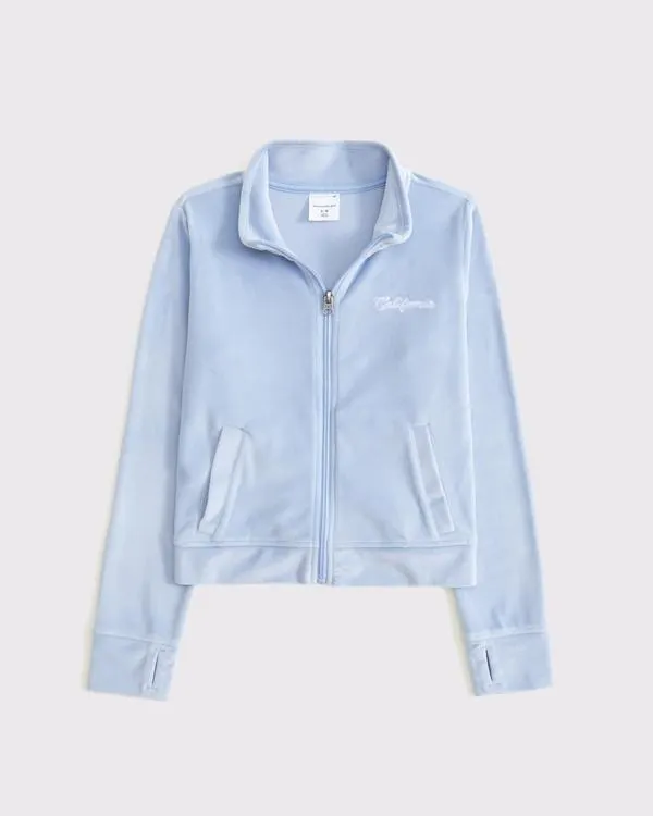 logo velour full-zip sweatshirt