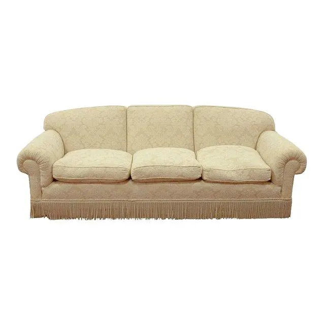 Custom Cream Textured Damask De Angelis Sofa