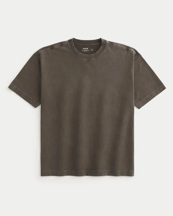 Boxy Heavyweight Washed Cotton Crew T-Shirt