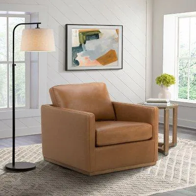 Cole & Rye Modern Farmhouse Leather Swivel Accent Chair