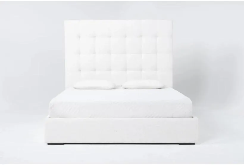 Vera Dream Cream Box Tufted 68"H Queen Upholstered Platform Bed