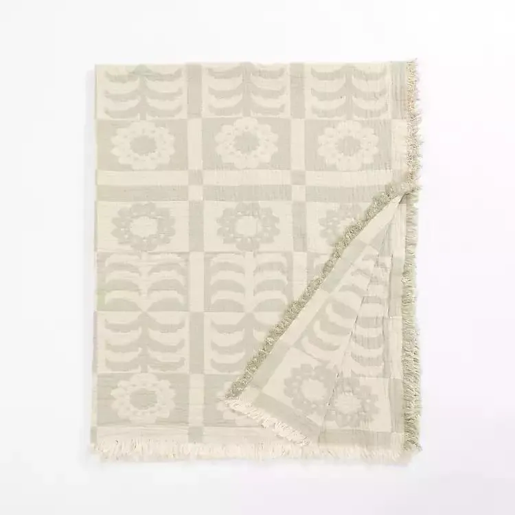 Sage Floral Sylvan Gauze Throw