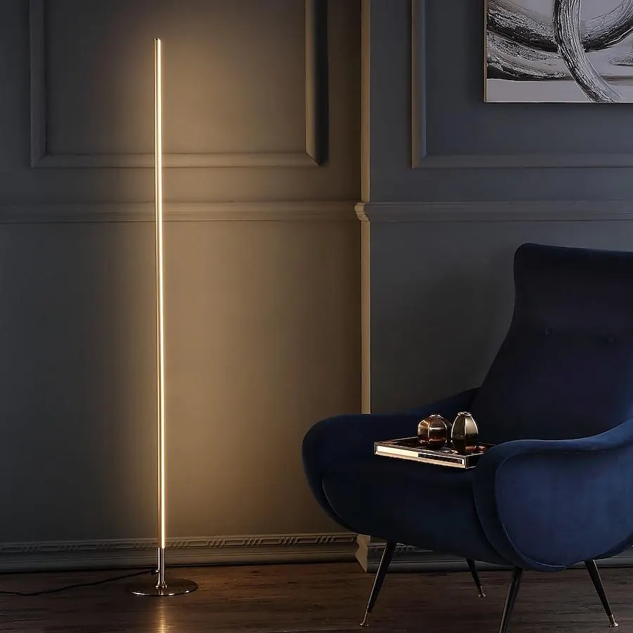 JONATHAN Y Iris Integrated Modern Contemporary 59.5-in Gold Stick Floor Lamp with No shade Shade