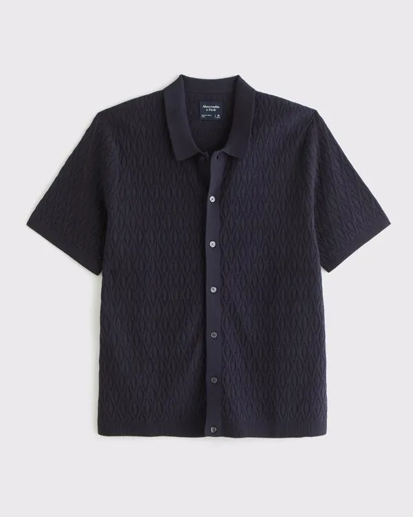 Jacquard Pattern Button-Through Sweater Polo