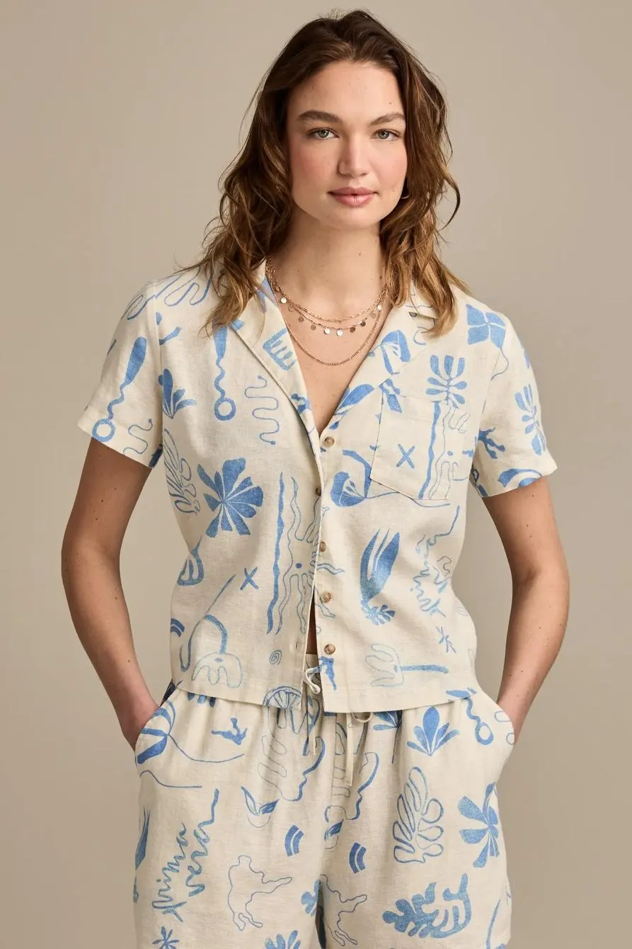 printed linen camp shirt
