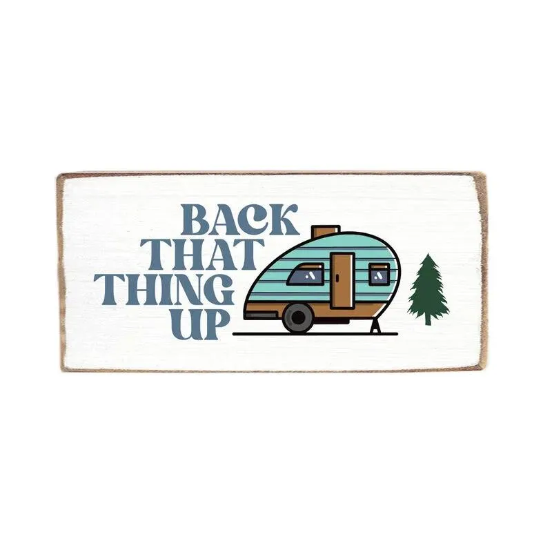 Rustic Marlin "Back That Thing Up" RV Sign – 3" x 6"