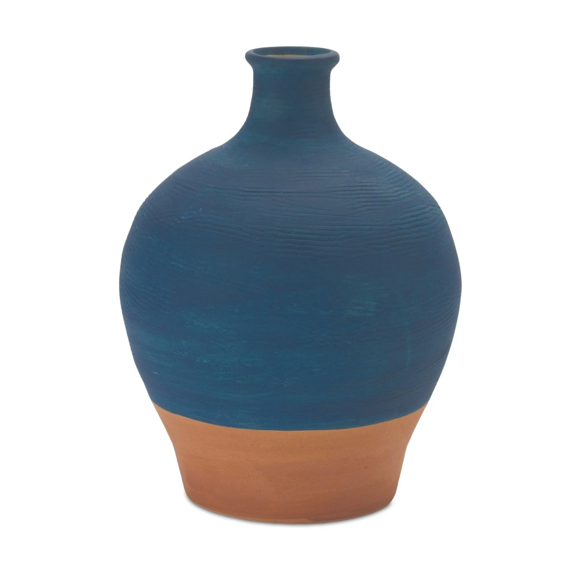 Ceramic 8.5" Vase with Terra Cotta Accent