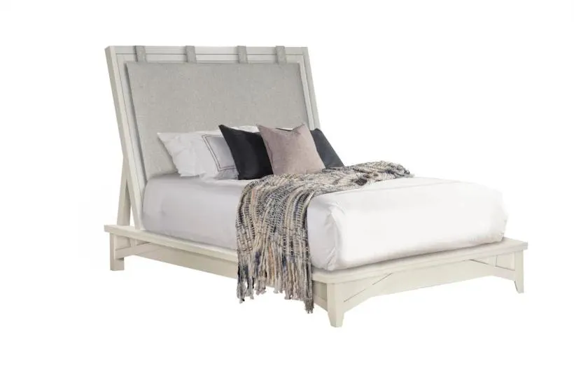 Arris White Queen Wood & Upholstered Platform Bed | Adjustable Base Compatible